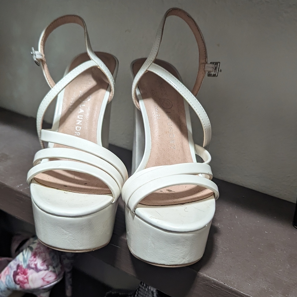 White leather platform sandals - Picture 6 of 7